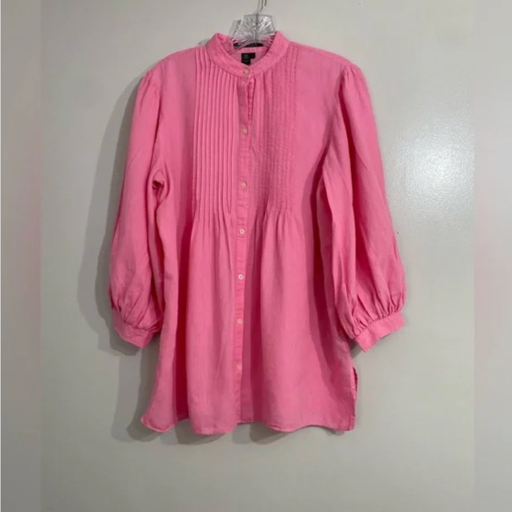 Pink Pintuck Button-Front Blouse - image 1